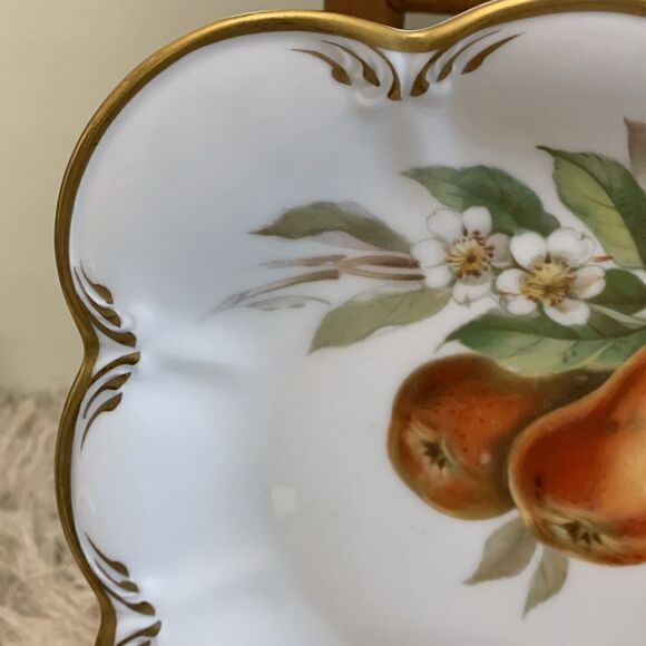 Vintage Hackefors Sweden Porslin Square Scalloped Fruit Design Plate - Picture 8 of 17